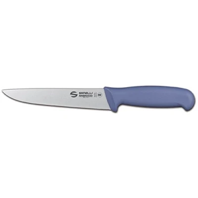 Immagine di Sanelli Ambrogio S312.016L Supra Coltello Disosso Retto. Manico Ergonomico in Polipropilene, Colore: Blu. Lama: Retta, Acciao Nitro B Inox all&#039;azoto. Cm: 16, Stainless Steel