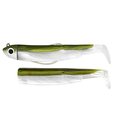 Immagine di Fiiish, combo di 2 esche sanguinerole nere per pesca offshore, Khaki, No.2 OFFSHORE 10g