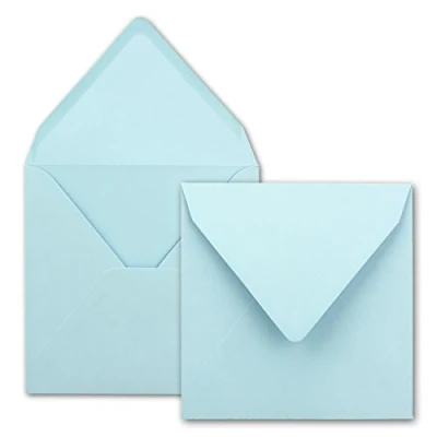 Immagine di Buste quadrate,/azzurro, pesante qualità molto resistente 110 G/M², 158 X mm, nassklebung, pizzo Patta//AUS der Serie colore froh von neuser. 100 Umschläge hellblau