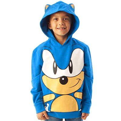 Immagine di SONIC THE HEDGEHOG Felpa con Cappuccio Personaggio 3D orecchi per Bambini Bambin 6 7 Anni