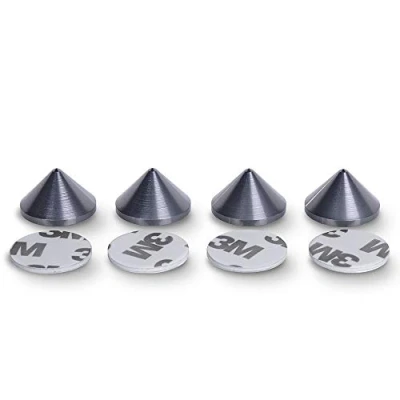 Immagine di PrecisionGeek Alluminio Grigio Spike/Cono absorber per altoparlanti vite 4 pz + Cuscinetto settore biadesivo