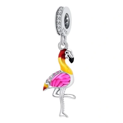 Immagine di Ciondolo a forma di fenicottero, In argento sterling 925, per braccialetti Pandora, Adatto compleanni Silver