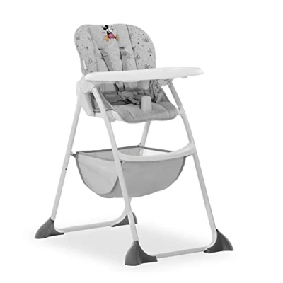 Immagine di hauck Seggiolone Pappa Sit N Fold Portatile da 6 Mesi fino a 15kg Pieghevole, Compatto con Vassoio e Schienale Regolabile Grande Cesto Portaoggetti Grigio, Topolino
