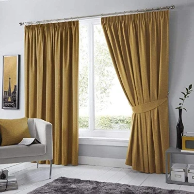 Immagine di Fusion Digione Dijon Coppia di Tende oscuranti e Isolate termicamente, Isolamento Termico, Ochre, Curtains: 46&quot; Width x 54&quot; Drop (117 137cm)
