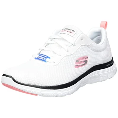 Immagine di Skechers Flex Appeal 4.0 Brilliant View, Scarpe da ginnastica Donna, White Mesh Black Pink Trim, 36 EU