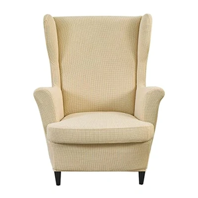 Immagine di CHNSHOME Copripoltrona con Orecchie Elasticizzato 1 Posto 2 Pezzi Fodere per poltrone a orecchioni Beige