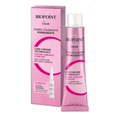 Immagine di Biopoint Color Crema Colorante Permanente con Fiala Hyaluplex Serum, Tinta per Capelli Acido Ialuronico, Nutre, Idrata e Dona un Colore Brillante Intenso, 60 ml