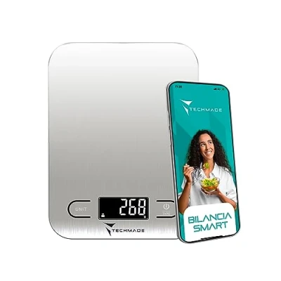 Immagine di Techmade Bilancia da Cucina Digitale, con App, Calcolatrice Nutrizionale, Funzione Tara, Diaro alimentare max 5kg