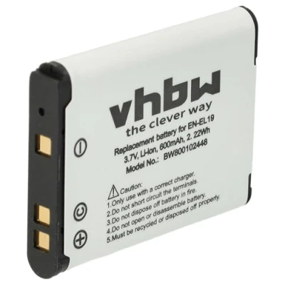 Immagine di vhbw 1x batteria compatibile con Nikon CoolPix S100, S2500, S2550, S2600, A100, S2700, A300 fotocamera digitale DSLR (600mAh, 3,7V, Li Ion)