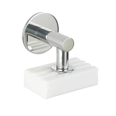 Immagine di Wenko Portasapone a calamita Turbo Loc, Lucido e di Alta qualità per la Parete, Fissaggio Senza Perforazione con tampone Adesivo, Presa sicura, Ecologico ed Economico, Acciaio Inossidabile, 4,5x4x7cm