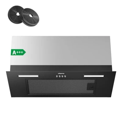 Immagine di Ciarra Cappa Incassata 60cm Modalità Ricircolo o Estrazione, Carbone Attivo CBCF003, Pulsante 650m3/h Classe A+++, 3 Velocità, Acciaio Inox Nero