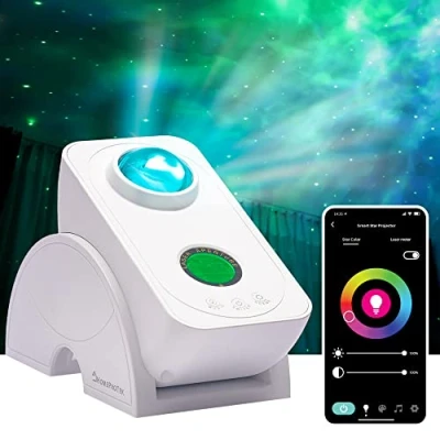 Immagine di HOMEPROTEK Proiettore Galassia, cielo stellato Intelligente controllato da app Galaxy Projector rotante a 90 gradi Hey Google e Alexa compatibile Lampada Galassia Soffitto