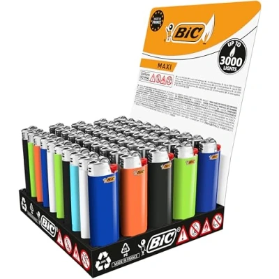 Immagine di BIC ACCENDINO reib Rad Maxi, Neutro, colori assortiti, confezione da pezzi, 1er Pack (1 X 50 pezzi)