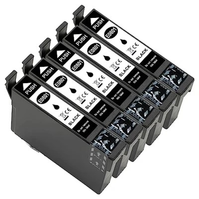 Immagine di ESMONLINE Set di 5 cartucce multipack (T0801) compatibili come ricambio per Epson T0801 Stylus Photo R265 R360 R285 RX585 PX700W P50 PX650 PX810FW PX710W PX820FWD PX720WD