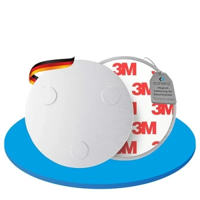 Immagine di sonero MH 070 Supporto magnetico per rilevatori di fumo (rilevatore monossido carbonio e altri prodotti) Diametro 70 mm Magneti extra forti, 1 pezzo, argento