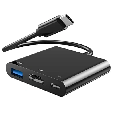 Immagine di CableGlaxay Adattatore da USB C a HDMI, Hub HDMI 4K 3 in 1 con PD 100W Carica Compatibile MacBook Pro Air M2 M1, iPad Air, iPhone 15 Plus Max Nero