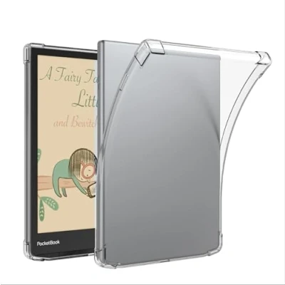 Immagine di GIOPUEY Cover per Pocketbook Inkpad 3, Scocca posteriore in TPU morbido, Copertura sottile, Protezione Airbag, Custodia Compatibile con 3 trasparente