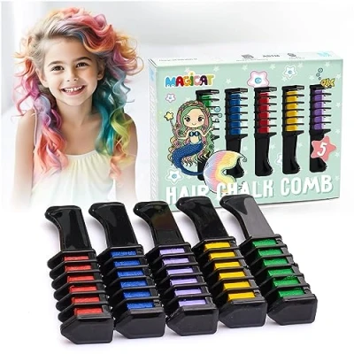 Immagine di Magicat Gessetti colorati per capelli I 5 colori bambini Regali di compleanno ragazze, Natale, Halloween, cosplay Pettine lavabile gesso temporaneo Non tossico