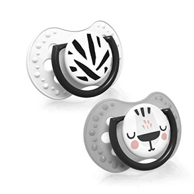Immagine di LOVI Ciuccio 0 3 Mesi, Succhietti Bimba con Tettarella in Silicone, Suggerimento dinamico, Collezione Salt &amp; Pepper, 2 pezzi, Grigio