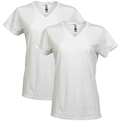 Immagine di Gildan T Shirt in Cotone Pesante con Scollo a V, Confezione da 2, Nero, XL Donna