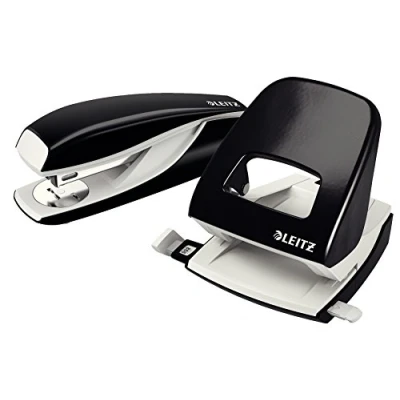 Immagine di Leitz Set con Perforatore da Ufficio NeXXt 5008 e Cucitrice 5502,Capacità fino a 30 Fogli, 50950095, Nero
