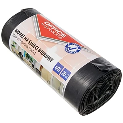 Immagine di Office Products 22021229 05 sacchetti per la spazzatura, 60 l, 20 pezzi, LDPE, l&#039;ufficio, colore: nero, spessore della pellicola: μm