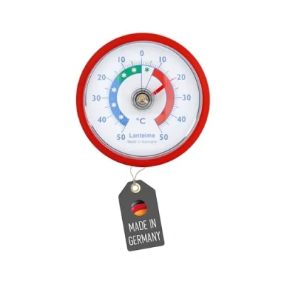 Immagine di Lantelme Termometro autoadesivo per frigorifero, adatto anche congelatore, da incollare, bimetallico e analogico (rosso)