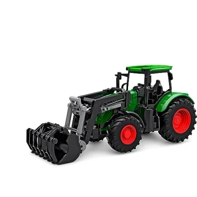 Immagine di Kids Globe Trattore ruota libera con caricamento frontale, 27 cm (bulldog per bambini dai 3 anni in su, verde, giocattolo agricolo, rimorchiatore) 540472