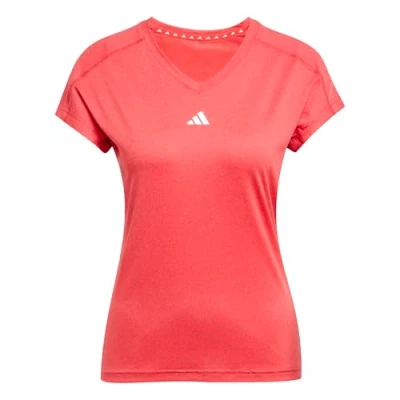 Immagine di adidas Performance Train Essentials Minimal Branding V NECK Tshirt sport, Donna, Taglia: XS, Pure ruby/white