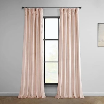 Immagine di HPD Half Price Drapes Heritage Tende in velluto felpato, lunghe 248 cm, oscuranti, per camera da letto e soggiorno, 127 x 238 cm (larghezza lunghezza), 1 pannello, rosa chiaro