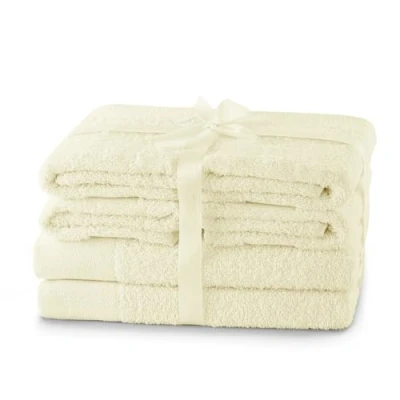 Immagine di AmeliaHome Set di asciugamani Ecru 4 50 x 100 cm e 2 teli doccia 70 140 cm, 100% cotone, qualità assorbente, crema Amari
