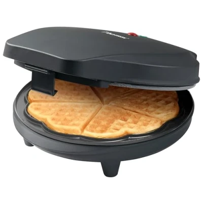 Immagine di Bestron waffle Maker, piastra per a forma di cuore, macchina con antiaderente &amp; indicatoro luminso, collezione Black Label, 700 watt, colore: Nero opaco