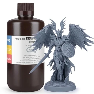 Immagine di ELEGOO Resina ABS Like 3.0, LCD UV Rapida Alta Precisione, Non Brittle, Migliorata Forza e Durezza per LCD/DLP Stampante 3D Fotopolimerica, Grigio 1000G