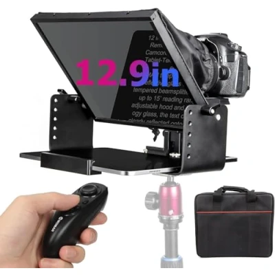 Immagine di Teleprompter, Moman MT12 12 Pollice Telepronter Kit in Metallo per Tablet iPad/iPhone Mobile con APP Telecomando compatibile DSLR Videocamera, Teleprompter Smartphone Fotocamera