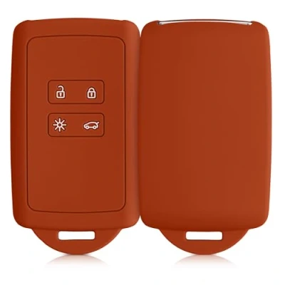 Immagine di kwmobile Custodia Compatibile con Renault 4 Tasti Smart Key (Solo Keyless Go) Cover Chiavi Auto Protezione Copri Telecomando Chiave Copertura Arancione ruggine