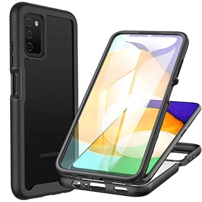 Immagine di CENHUFO Cover Samsung A03s, Custodia A03s Antiurto 360 Gradi con Protezione Schermo Integrata Rugged Trasparente Case Doppia Faccia Bumper Fronte Retro per Galaxy Nero