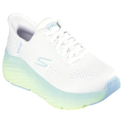 Immagine di Skechers Max Cushioning Elite 2.0 Solace Hands Free Slip ins, Scarpe da Ginnastica Donna, Bianco Blu Lime, 41 EU