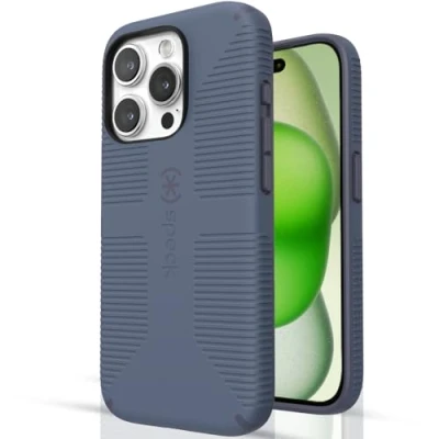 Immagine di Speck CandyShell custodia per iPhone 15 Pro, realizzata MagSafe, presa protettiva contro le cadute, resistente ai graffi, morbida al tatto, telefono da 6,1 pollici, colore: blu