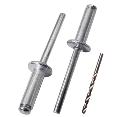 Immagine di SKIR&#039;CO 100 rivetti ciechi in alluminio 6,0 x 18 mm, mandrino acciaio, a testa bombata, DIN 7337, punta da trapano inclusa