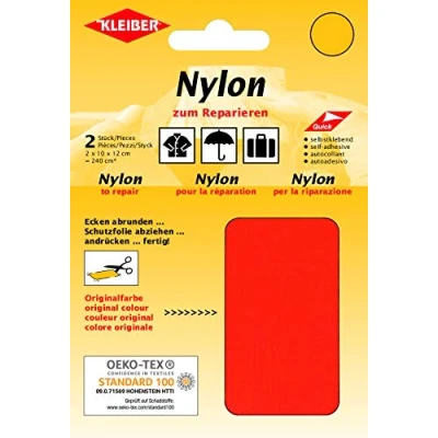 Immagine di Kleiber Nylob Toppa autoadesiva di Riparazione per Tende, ombrelli, ECC, 240 cm2, Colore: Arancione Neon, Nylon, 2 unità