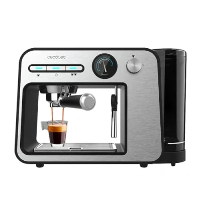 Immagine di Cecotec Macchina da Caffè Espresso Power 20 Square Pro. 1450 W, Bar, Thermoblock, Vaporizzatore, 2 Tazze di Caffè, Serbatoio Acqua Rimovibile 1 Litro, Vassoio Riscaldante