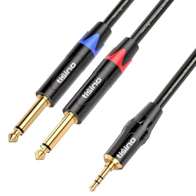 Immagine di Tisino Cavo Jack 3,5 a 6,3, Audio mm Doppio 6,35mm Mono per Smartphone Tablet PC Cuffie Altoparlante Amplificatore Mixer Lettore DVD etc. 2m