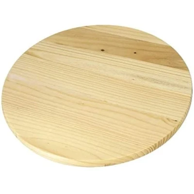 Immagine di Tagliere Rotondo in Legno con Base Rotante, Diametro 35 cm, Vassoio da Portata Piatto Pizza Girevole, a 360, per servire Dolci, Formaggi, Finger Food Tapas