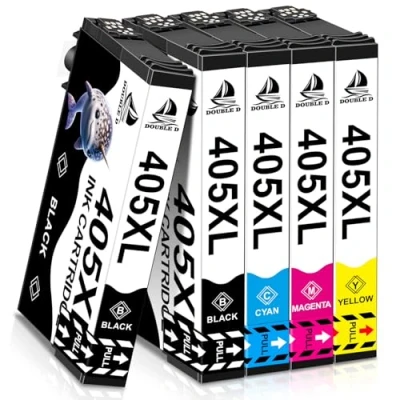Immagine di DOUBLE D 405XL 405 XL Cartucce Compatibili per Epson Multipack Workforce Pro 3825DWF WF 7830DTWF 3820DWF 4830DTWF 4820DWF 4825DWF 7835DTWF 7840DTWF(5 Pack)