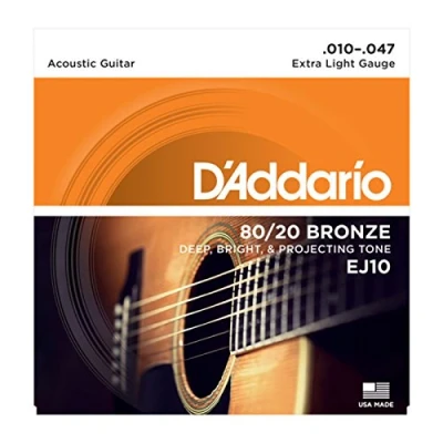 Immagine di D&#039;Addario Corde Chitarra Acustica per EJ10 Set EJ 80/20 BRZ RND WND, 10 47