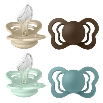 Immagine di BIBS Couture Ciuccio confezione da 4 pezzi. Privo di BPA, Tettarella anatomica. Silicone, Prodotto in Danimarca, Taglia 2 (6 18 mesi), Vanilla Mix
