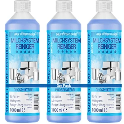 Immagine di 3 X 1000 ML detergente per sistemi di latte concentrato macchina da caffè automatica, montalatte, schiuma latte, universale tutti i produttori