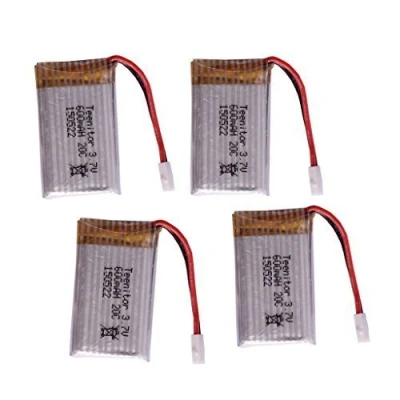 Immagine di YUNIQUE GREEN CLEAN POWER Set di 4 Batterie Lipo 3.7V 600mAh per Droni Compatibile con Syma X5, X5C, Cheerson CX 30W, Wltoys F949 Ricaricabili, Alta Capacità, Silver