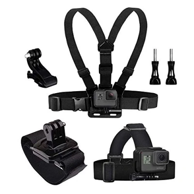 Immagine di TELESIN Eyeon 3 in 1 Kit imbracatura toracica + fissaggio testa fascia polso con J gancio per e viti GoPro, Xiaomi YI, SJCAM, Campark, Victure, Crosstour, Apeman Action Camera