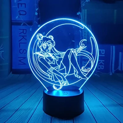 Immagine di Sailor Moon Luce notturna 3D LED luci notturne per bambini 16 colori con telecomando Touch Lampada da tavolo Arredamento camera letto allattamento